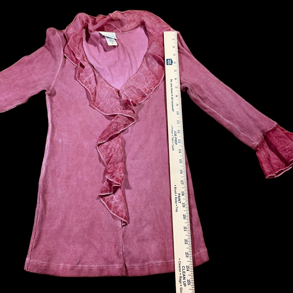 Soft Surroundings Blouse Women's XS Pink 3/4 Sleeve Ruffles - Picture 14 of 15